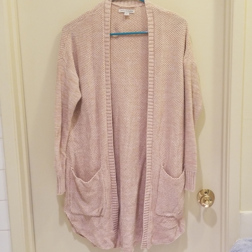 Blush pink long cardigan WITH POCKETS